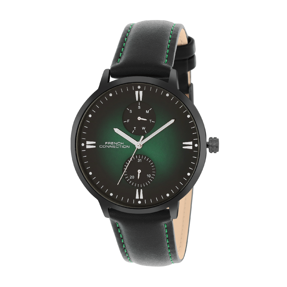 French connection Opus Green Round Dial Mens Mult Function Watch FCN066NBL