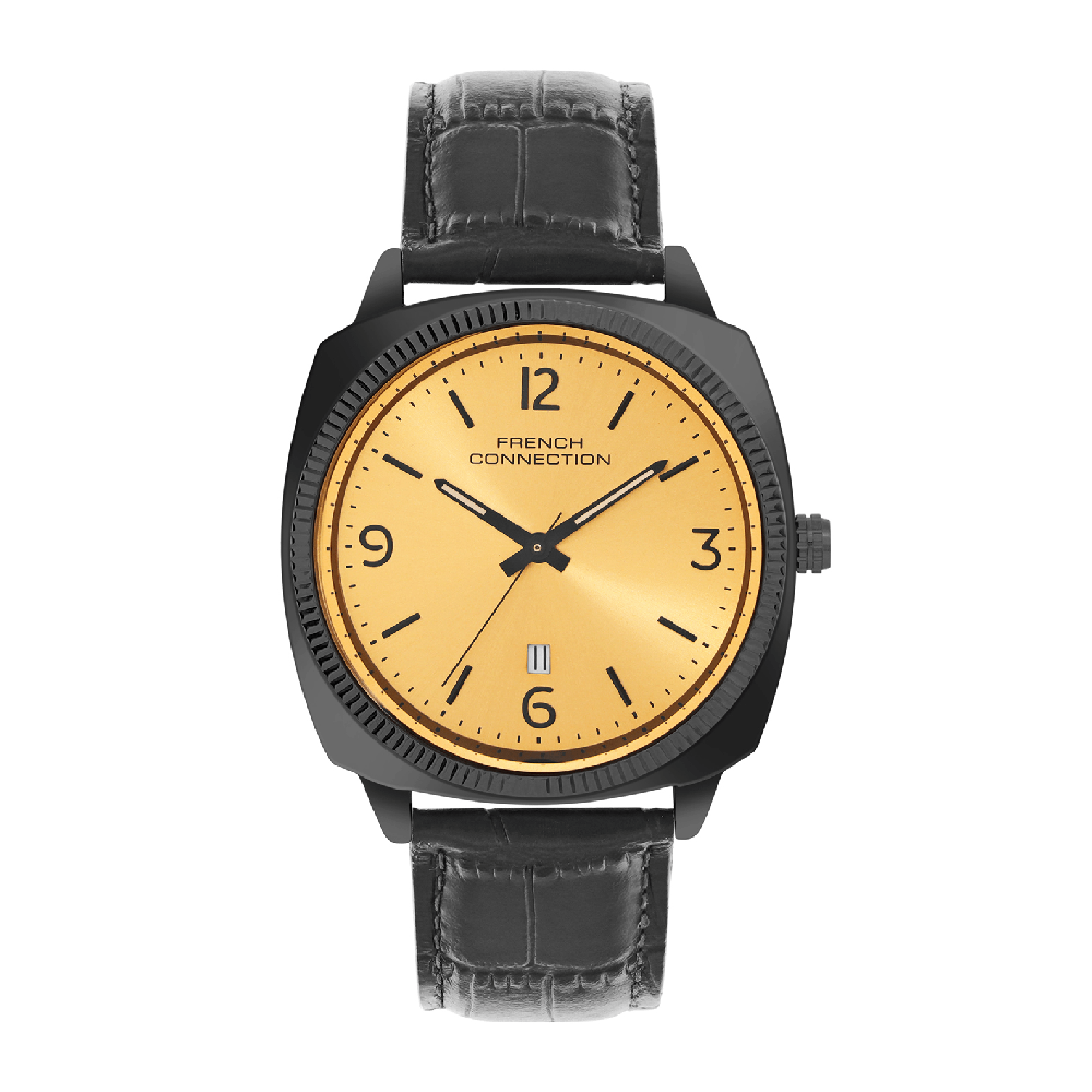 French connection Solistice Mustard Dial Mens Analogue Watch FCN084BBL