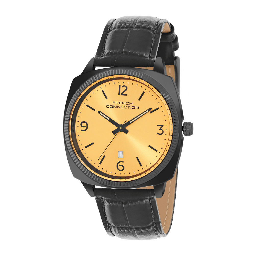 French connection Solistice Mustard Dial Mens Analogue Watch FCN084BBL