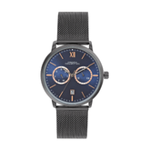 French connection Tempus Blue Round Dial Mens Mult Function Watch FCN085GNM