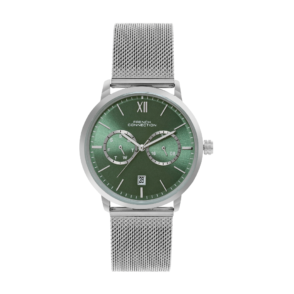 French connection Tempus Green Round Dial Mens Mult Function Watch FCN085NSM