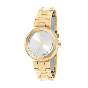 French connection Women Embellished Dial & Stainless Steel Bracelet Style Straps Analogue Watch FCH08GM