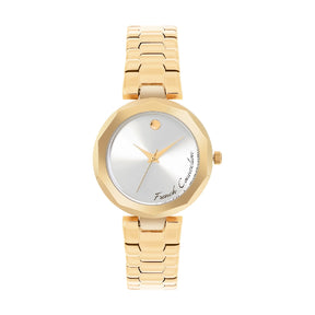 French connection Women Embellished Dial & Stainless Steel Bracelet Style Straps Analogue Watch FCH08GM