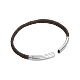 POLICE INDY II POLISHED SS BROWN LEATHER BRACELET FOR MEN - PEAGB0009504