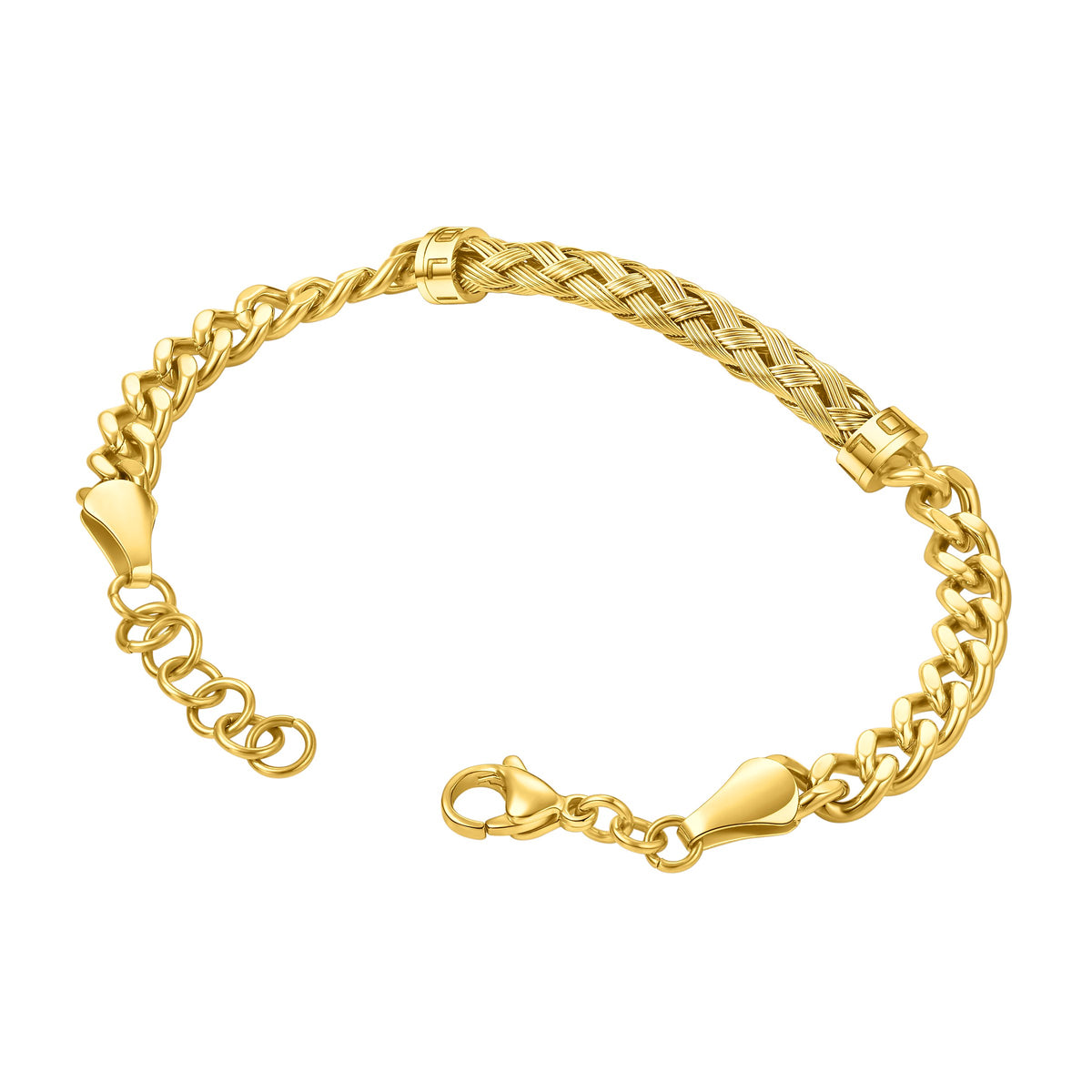 Police Crossed Textured Motif Chain Gold Plated Bracelet For Men - PEAGB0032401