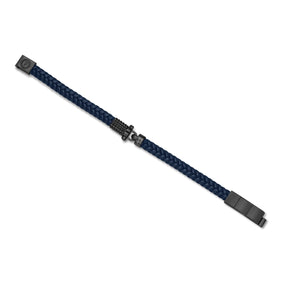 POLICE WRATH NAVY BLUE LEATHER MAGNETIC BRACELET FOR MEN - PEAGB0036602