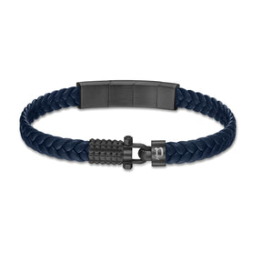 POLICE WRATH NAVY BLUE LEATHER MAGNETIC BRACELET FOR MEN - PEAGB0036602