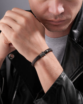 POLICE WRATH BROWN LEATHER MAGNETIC BRACELET FOR MEN - PEAGB0036603