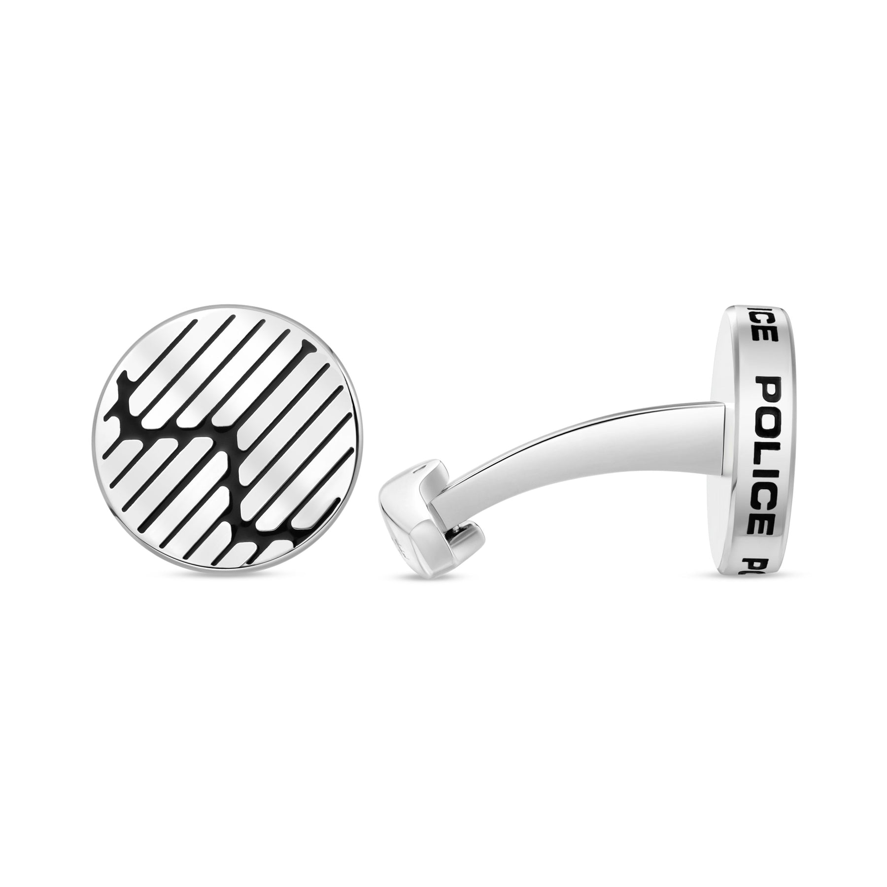 POLICE GRAPH BLACK ENAMEL CUFFLINKS FOR MEN - PEAGC0022304