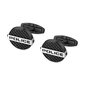 POLICE CUT GUN WITH BLACK C.FIBRE CUFFLINKS FOR MEN - PEAGC0022402