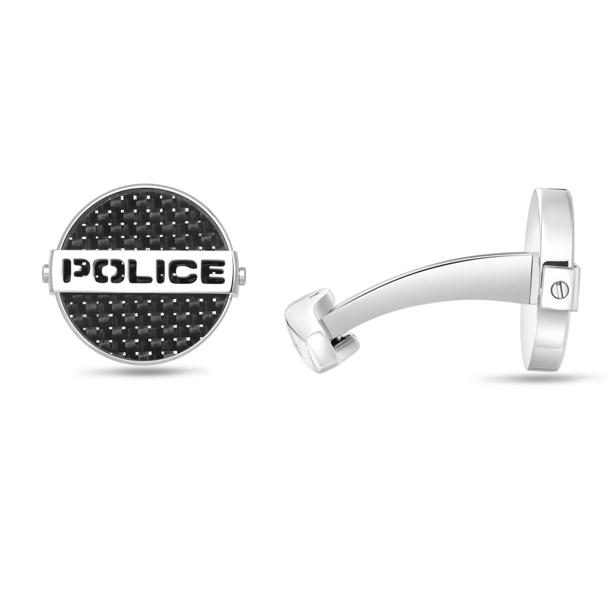 POLICE CUT FULL WITH BLACK C.FIBRE CUFFLINKS FOR MEN - PEAGC0022403