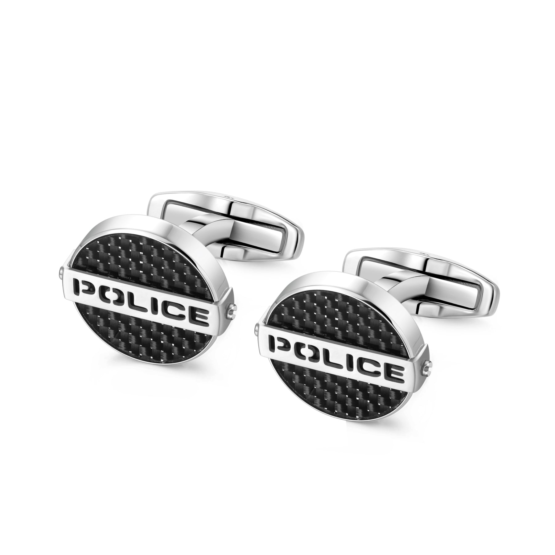 POLICE CUT FULL WITH BLACK C.FIBRE CUFFLINKS FOR MEN - PEAGC0022403