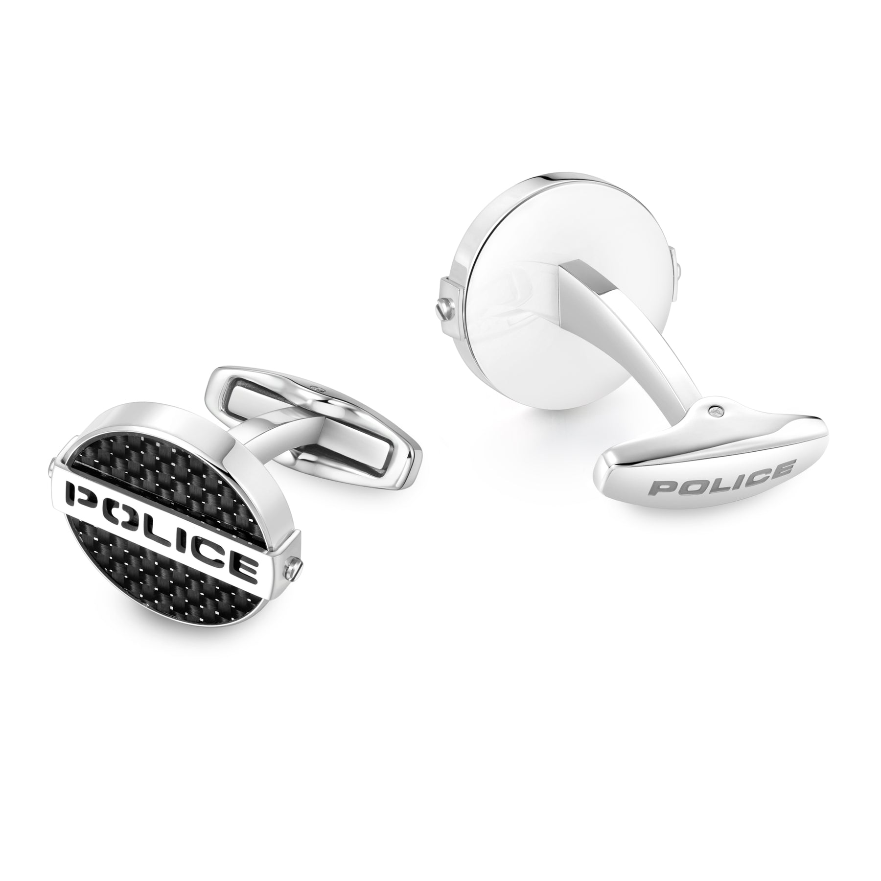 POLICE CUT FULL WITH BLACK C.FIBRE CUFFLINKS FOR MEN - PEAGC0022403