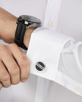 POLICE CUT FULL WITH BLACK C.FIBRE CUFFLINKS FOR MEN - PEAGC0022403