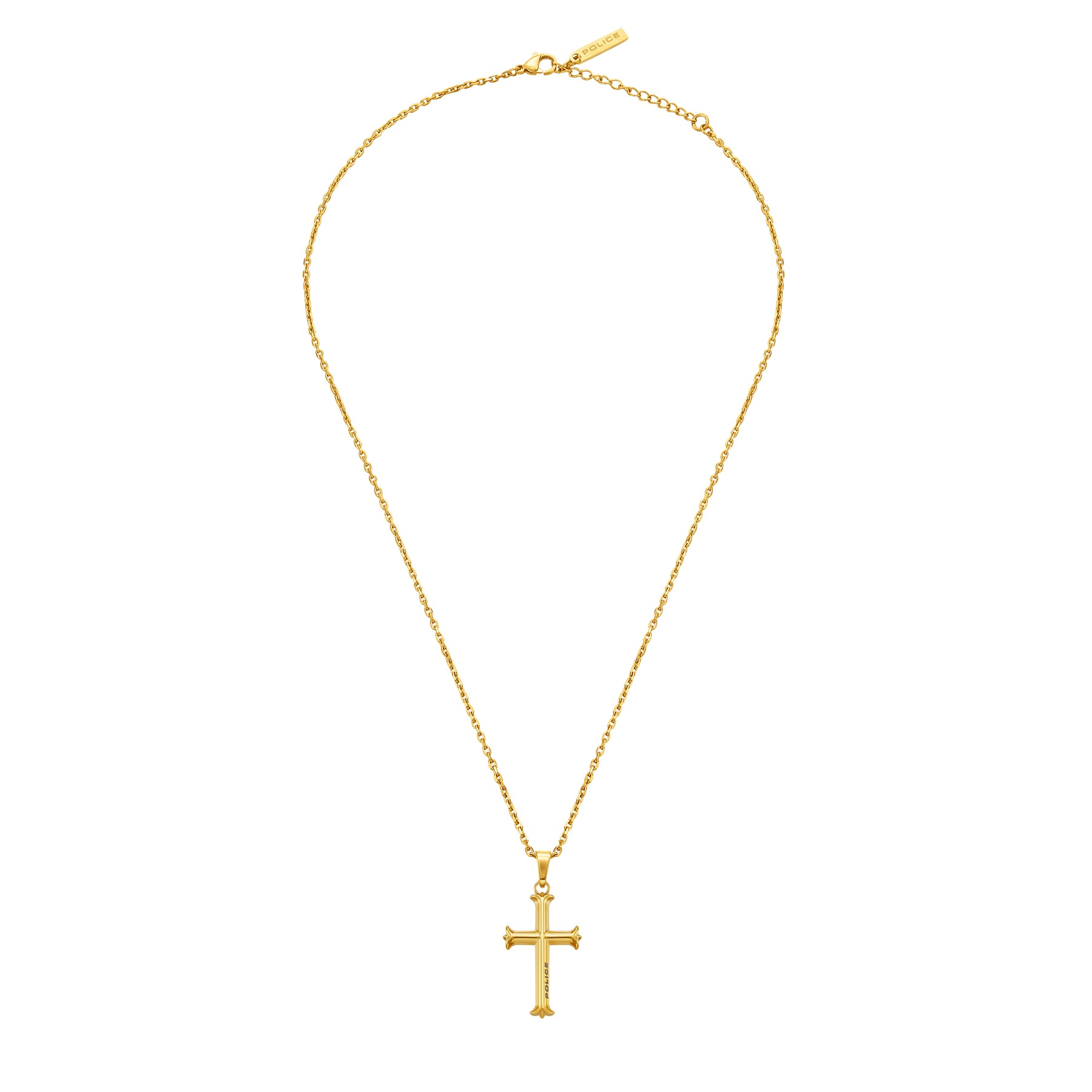 Police Tacoma Ii Polished Cross Gold Plated Necklace For Men - PEAGN0010602