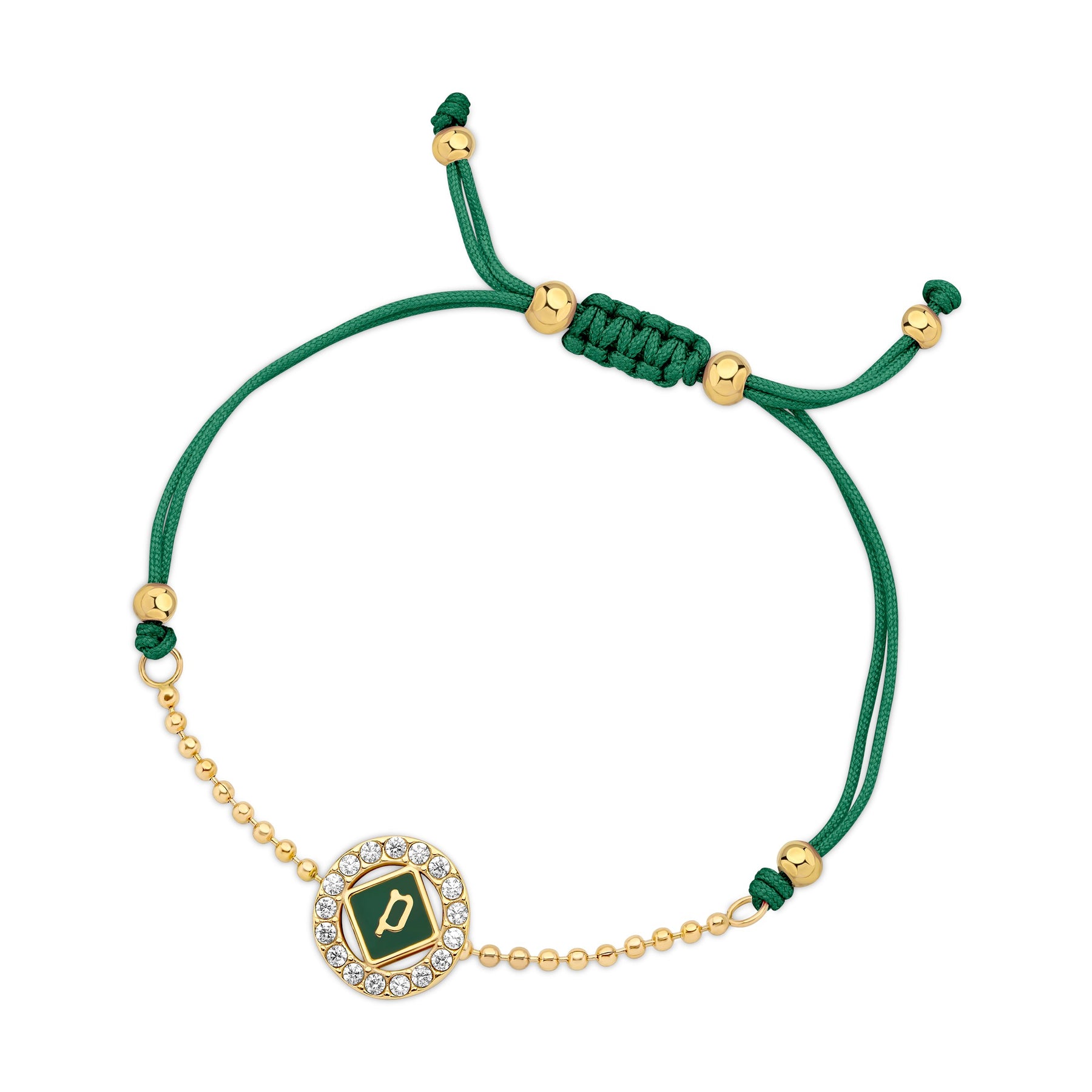 Police Luck Green Enamel Crystal Cord Slider Gold Plated Bracelet For Women - PEJLB0003601