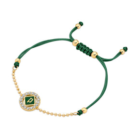 Police Luck Green Enamel Crystal Cord Slider Gold Plated Bracelet For Women - PEJLB0003601