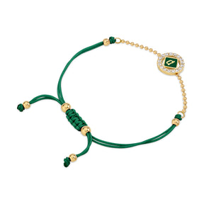 Police Luck Green Enamel Crystal Cord Slider Gold Plated Bracelet For Women - PEJLB0003601