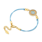 Police Luck Light Blue Crystal With Double Cord Gold Plated Bracelet For Women - PEJLB0003604