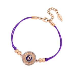 Police Luck Violet Crystal With Double Cord Rose Gold Bracelet For Women - PEJLB0003606