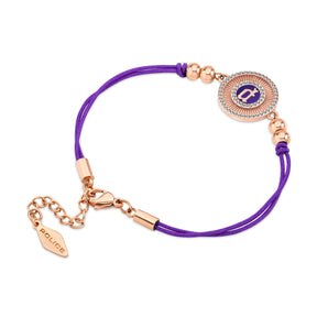 Police Luck Violet Crystal With Double Cord Rose Gold Bracelet For Women - PEJLB0003606