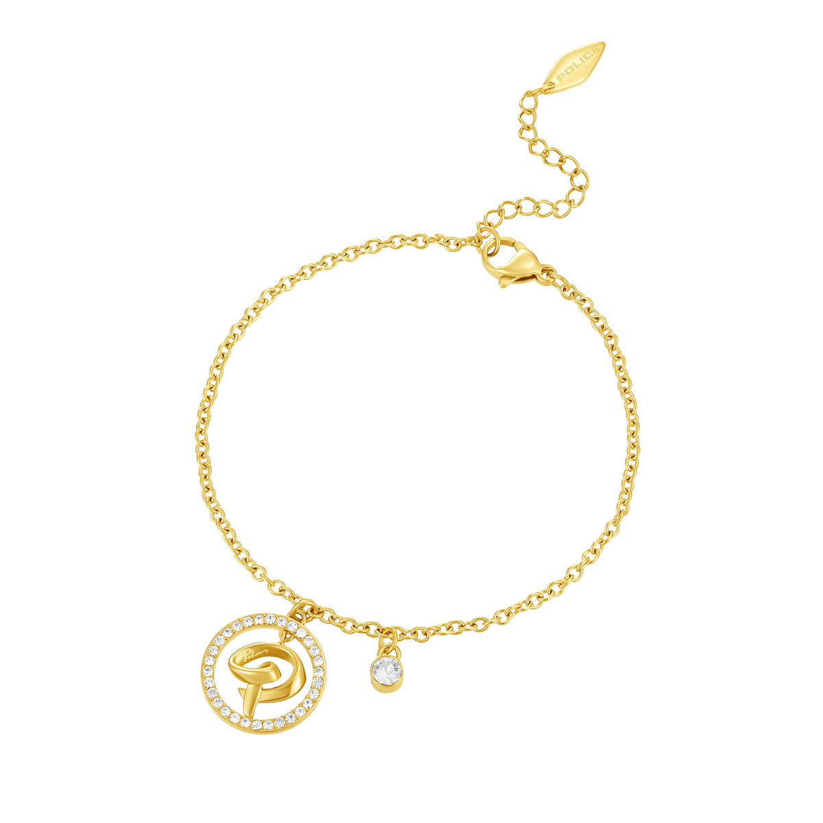 Police Volute Charm Crystal Gold Plated Bracelet For Women - PEJLB0004101