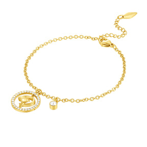 Police Volute Charm Crystal Gold Plated Bracelet For Women - PEJLB0004101