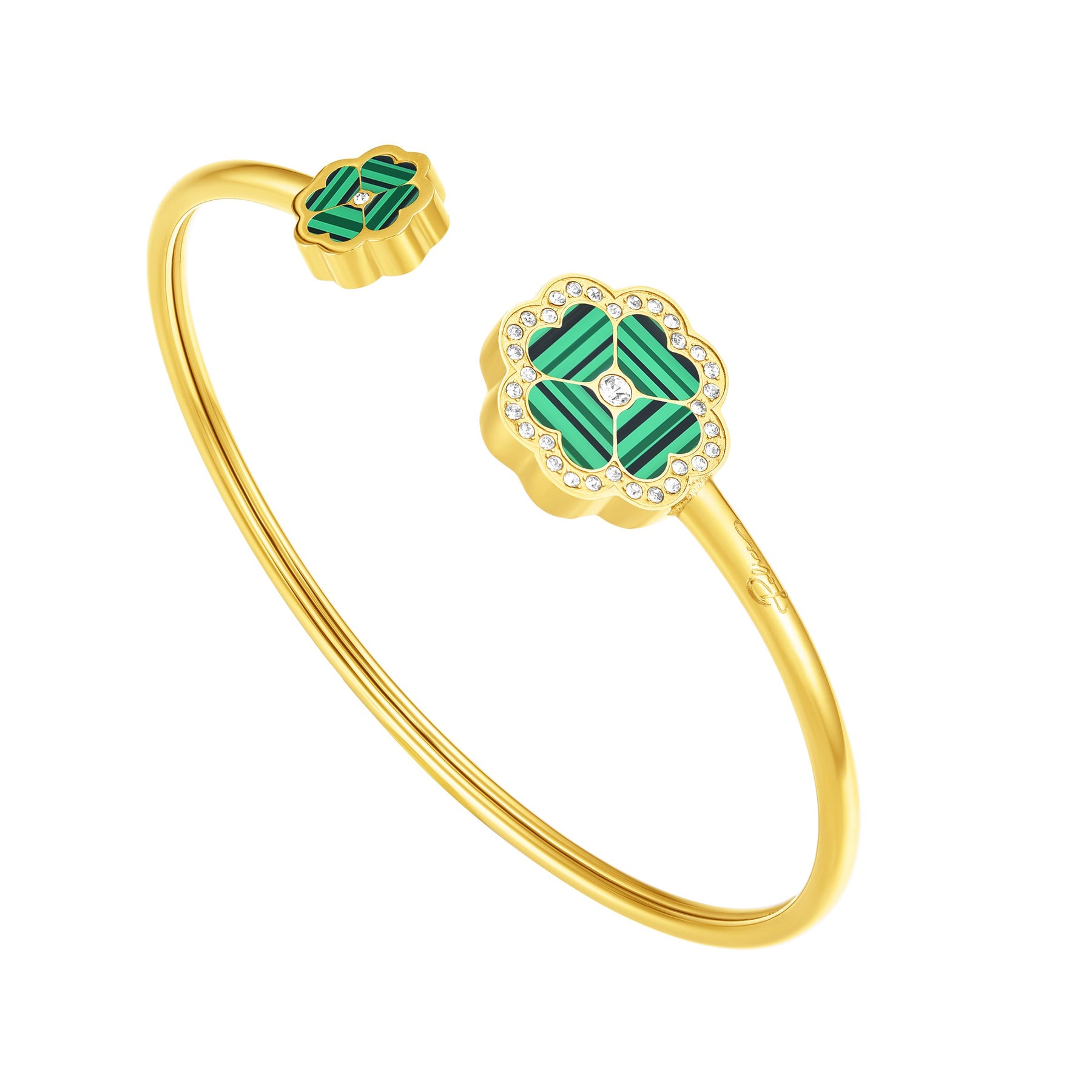 Police Flora Clover Malachite With Crystal Gold Plated Bracelet For Women - PEJLG0003201