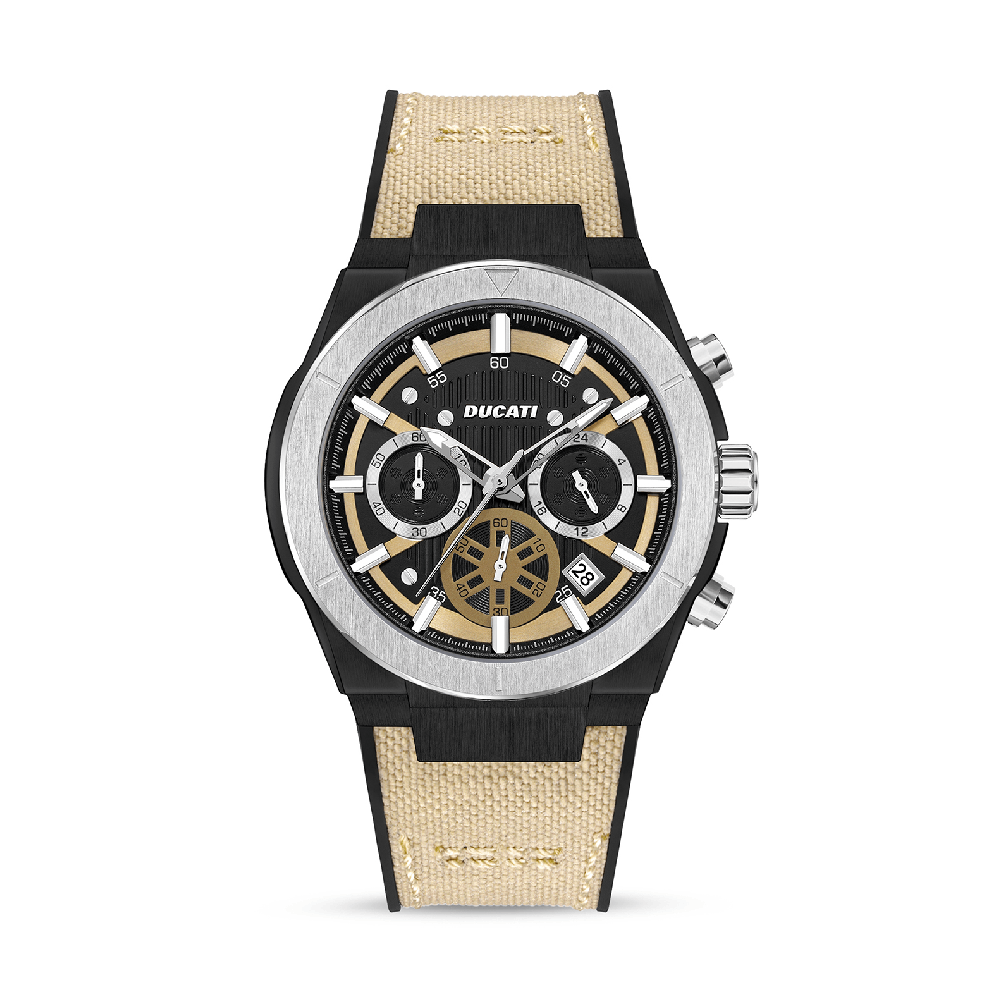 Ducati Chronograph Quartz Watch With Beige Leather Strap