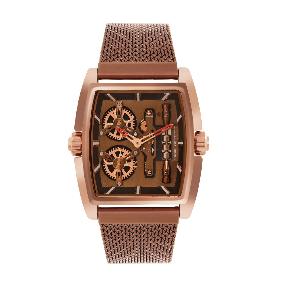 French connection Barrel Brown Tonneau Dial Mens Analogue Watch FCM02BRM