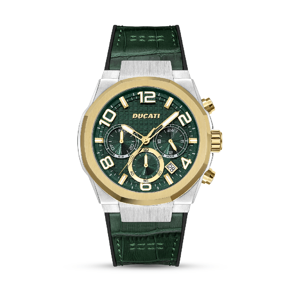 Ducati Chronograph Quartz Watch With Green Leather Strap