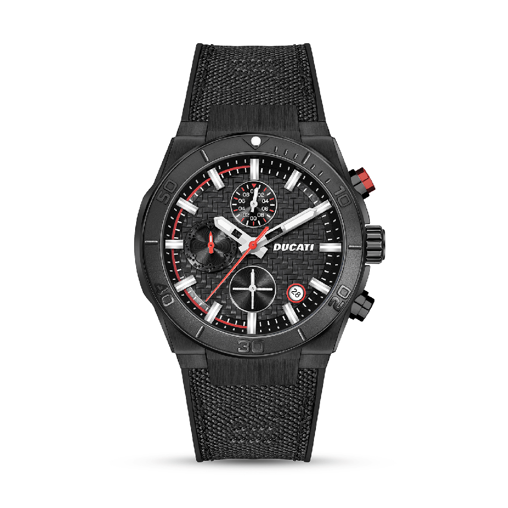 Ducati Chronograph Quartz Watch With Black Leather Strap