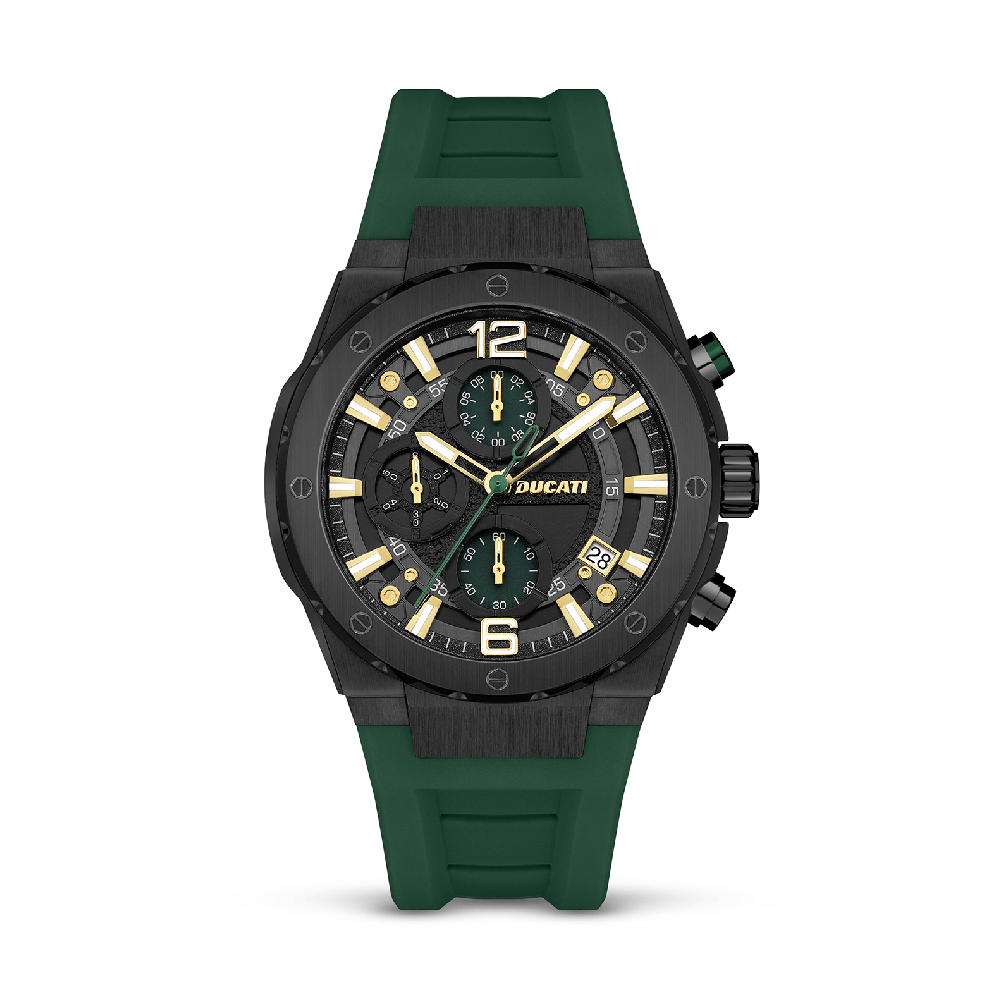 Ducati Chronograph Quartz Watch With Green Silicon Strap