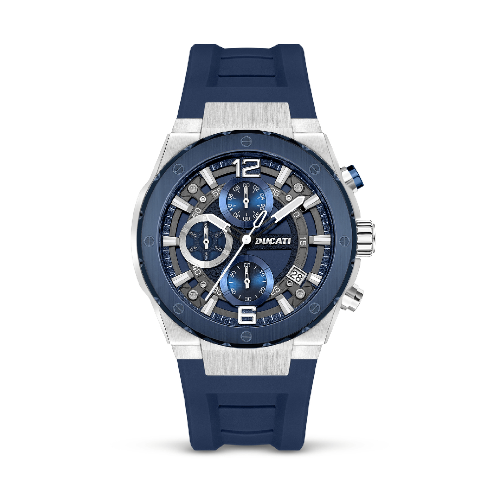 Ducati Chronograph Quartz Watch With Blue Silicon Strap