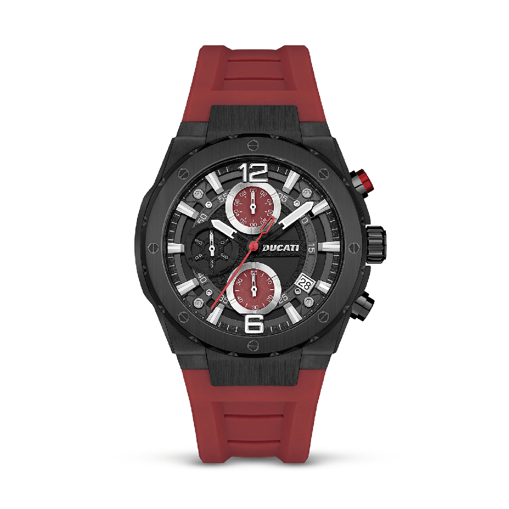 Ducati Chronograph Quartz Watch With Red Silicon Strap