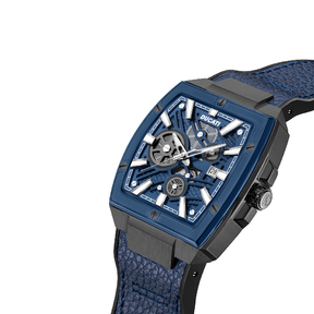 Ducati Automated Quartz Analog Watch With Blue Textured Leather Strap