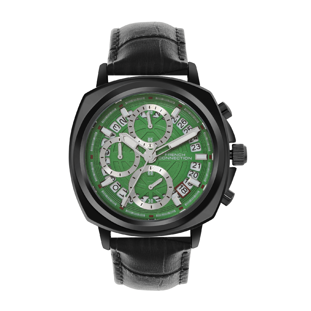 French Connection Multi- Function Green Dial Round Skeleton Automatic Watch for Men - FCF02BL-G