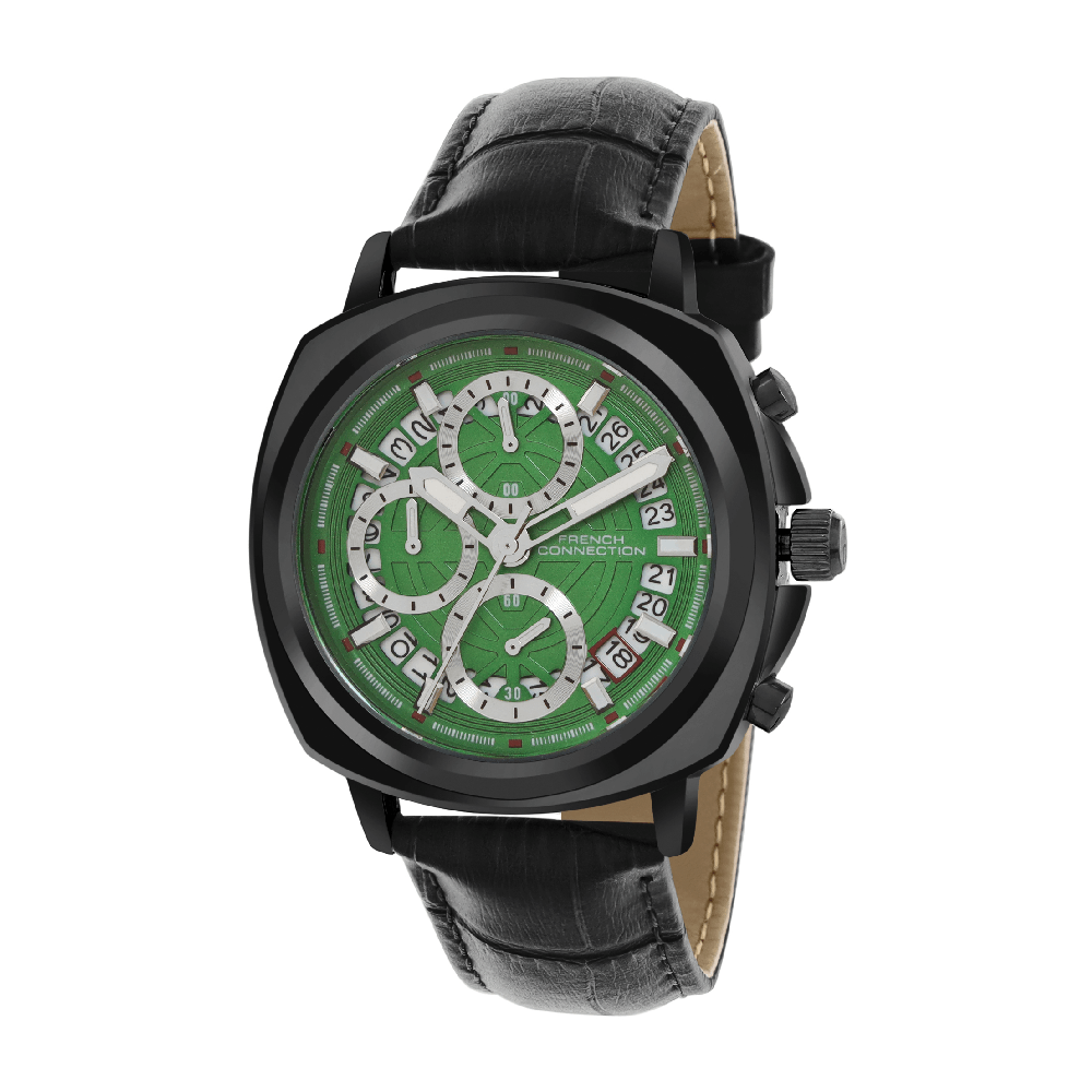 French Connection Multi- Function Green Dial Round Skeleton Automatic Watch for Men - FCF02BL-G