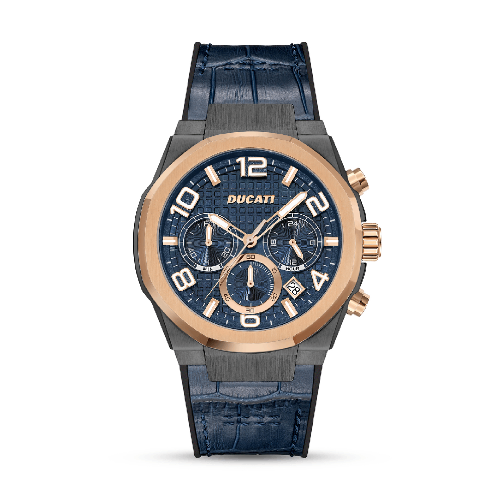 Ducati Chronograph Quartz Watch With Blue Leather Strap