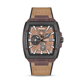 Ducati Automated Quartz Analog Watch With Brown Textured Leather Strap