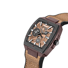 Ducati Automated Quartz Analog Watch With Brown Textured Leather Strap